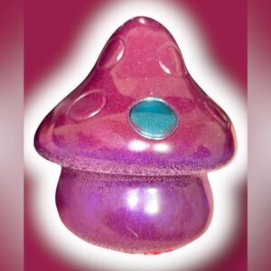 Handcrafted Whimsical Deep Purple and Blue Mushroom Resin Hippie Figurine